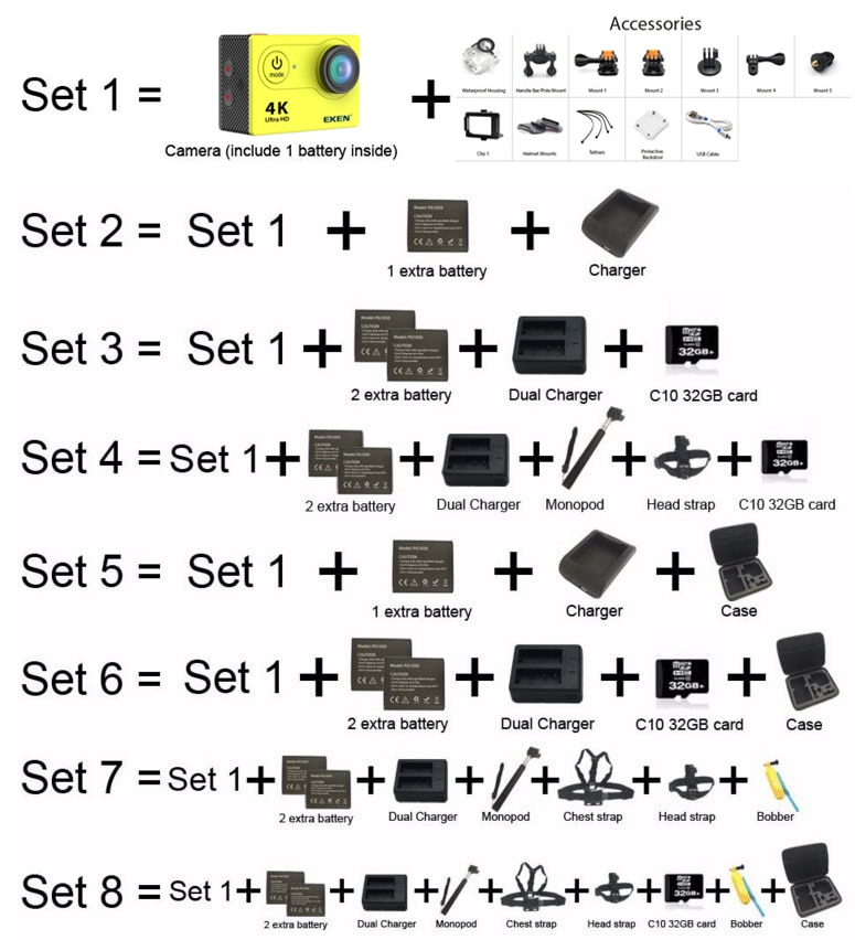 Nouveauté! Original Eken H9R / H9 Ultra HD 4K caméra d’action 30m étanche 2.0 ‘écran 1080p sport caméra aller extrême pro cam