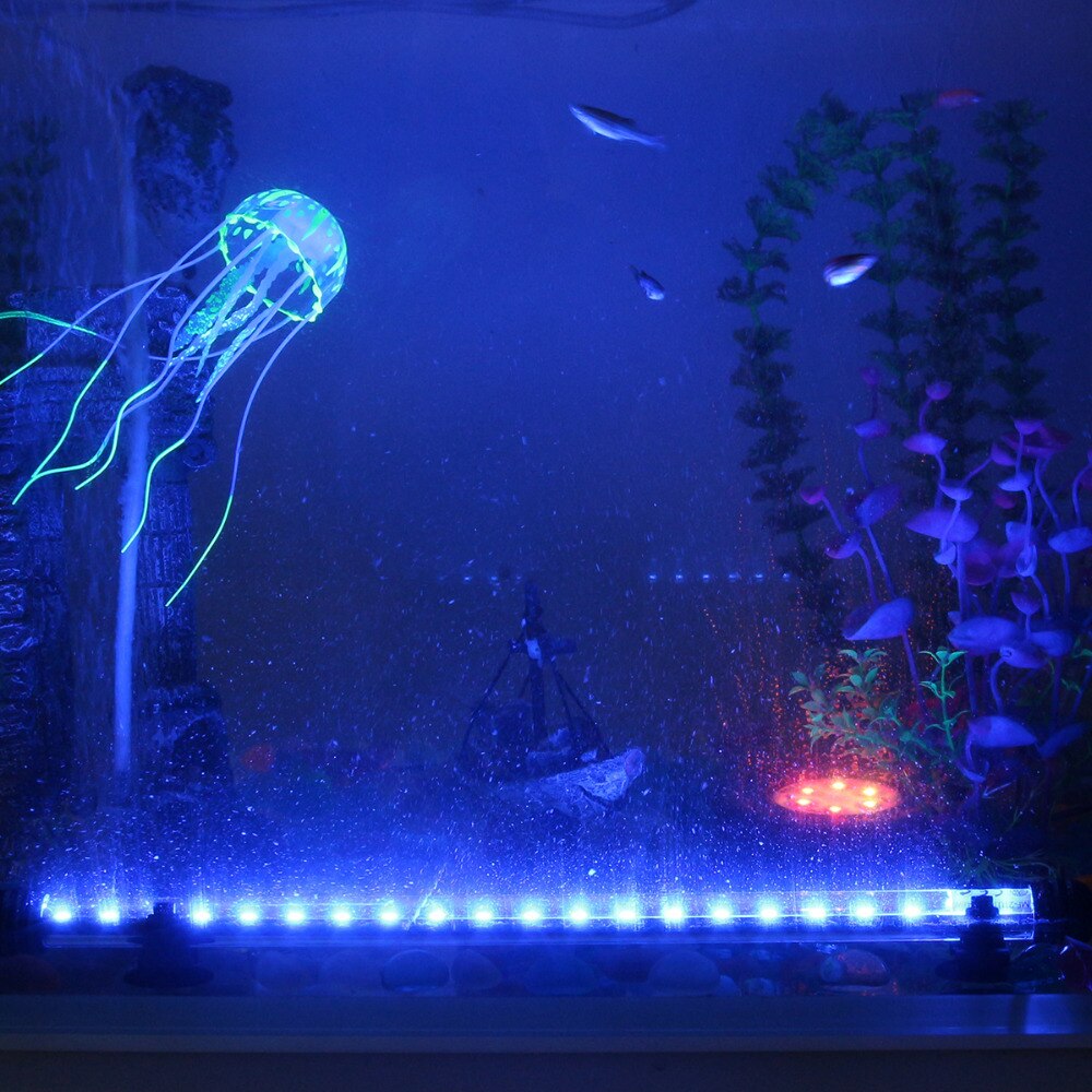Lumières LED d’aquarium étanche Aquarium barre lumineuse bleu/blanc 19/29/39/49CM Submersible sous-marine pince lampe aquatique décor ue